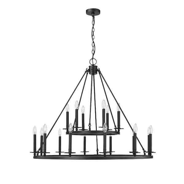 Florence 18-Light 42 in. Matte Black Chandelier