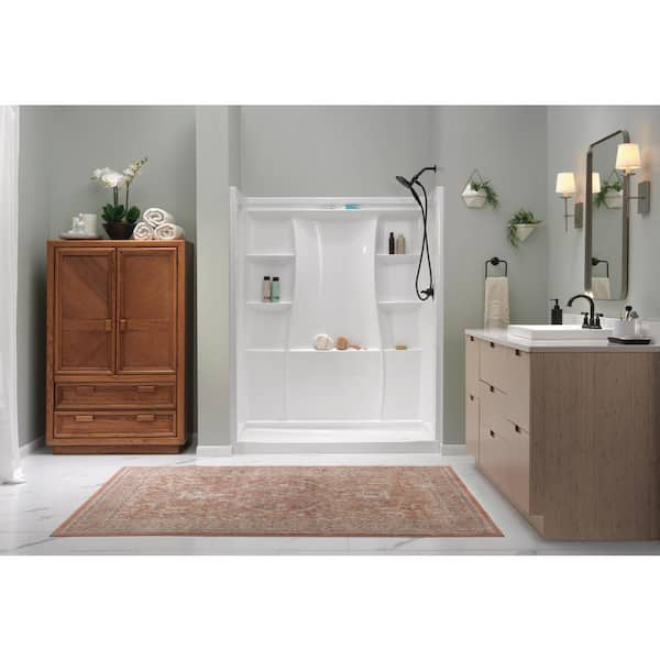 Classic 500 30 in. L x 60 in. W x 72 in. H 4-Piece Alcove Shower Kit with Shower Wall and Shower Pan in High Gloss White