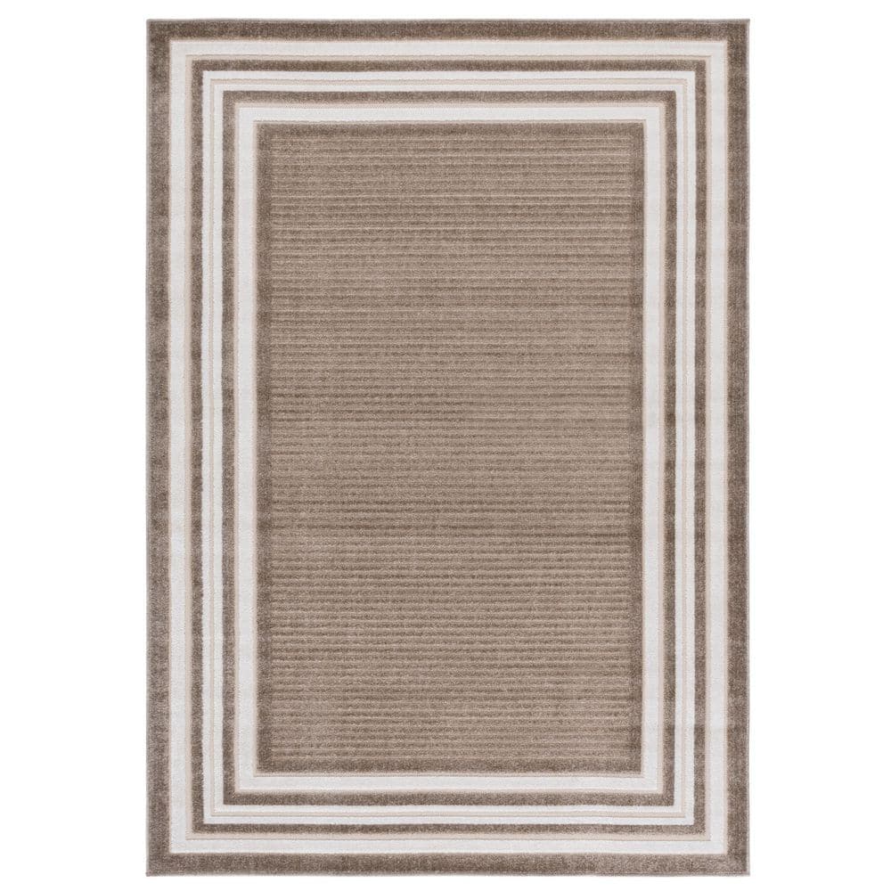 Cabana Dark Beig/Ivory 5 ft. x 8 ft. Striped Border Indoor/Outdoor Area Rug price history on PriceWatchPro