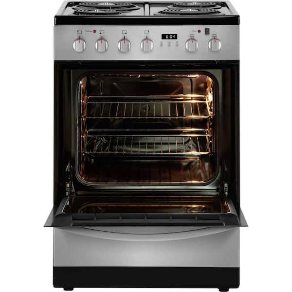 24 in. 1.9 cu. ft. 4-Burner Element Freestanding Electric Range with Manual Clean in Stainless Steel