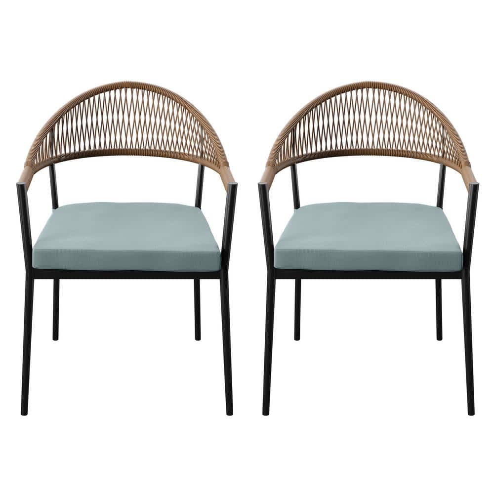 Outdoor Dining Armchairs with Spa Cushions (Set of 2)