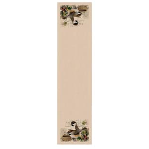 Winter Garden 16 in. W x 54 in. L Natural Striped Polyester Table Runner