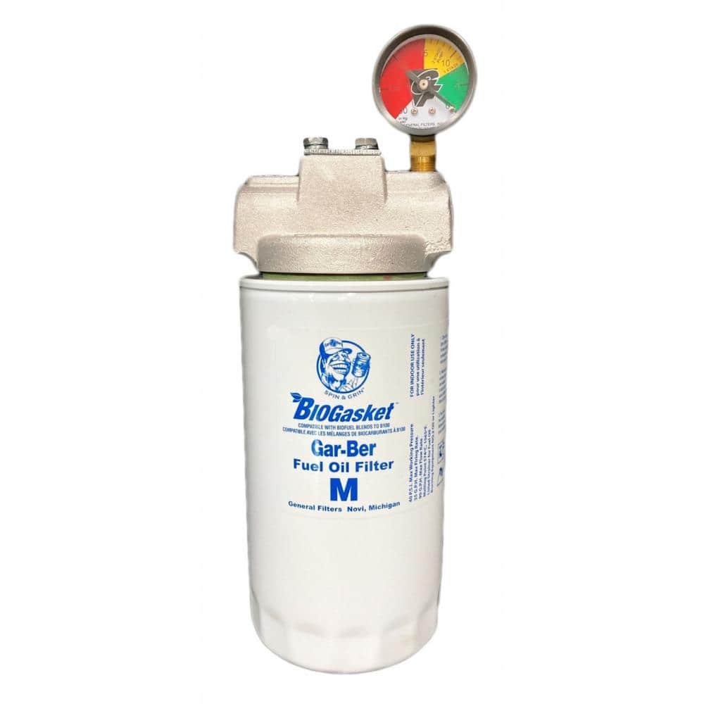 Garber 11BV-MK Complete Spin-On Fuel Oil Filter with BioGasket, Gauge and B