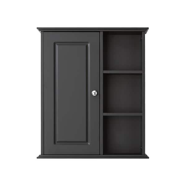 FUNKOL 23.6 in. W x 7 in. D x 27.6 in. H Bathroom Storage Wall Cabinet in Black