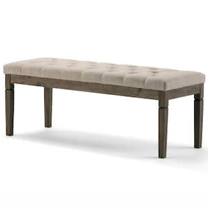 Waverly 48 in. Traditional Ottoman Bench in Natural Linen Look Fabric