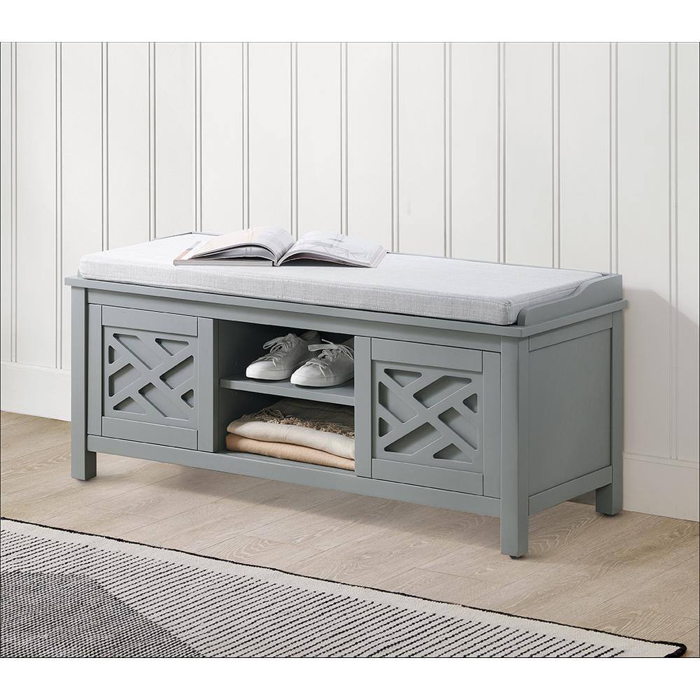 Coventry Dove Gray 45" Wood Storage Bench with Cushion
