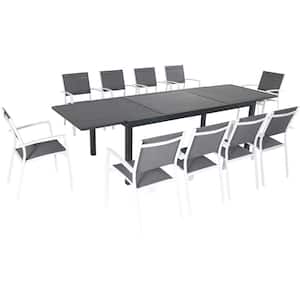 Naples 11-Piece Aluminum Outdoor Dining Set with 10 Sling Chairs and a 40 in. x 118 in. Expandable Dining Table