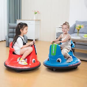 12-Volt Kids Bumper Car Electric Ride on Vehicle with Remote Control and Music, Red Plus Blue (2-Pack)