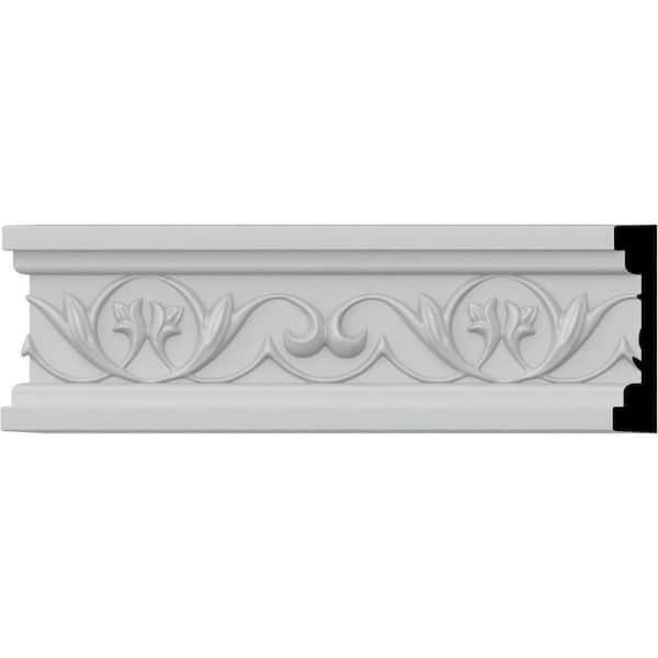 Ekena Millwork SAMPLE - 3/4 in. x 12 in. x 3-1/2 in. Urethane Attica Running Leaf Chair Rail Moulding