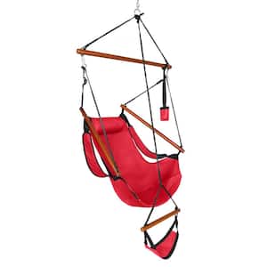 36.3 in. Portable Hammock Rope Chair Outdoor Hanging Air Swing in Red