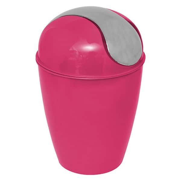 EVIDECO French home goods 0.5 l/0.3 Gal. Mini Waste Basket for Bath or Kitchen Countertop with Chrome Lid in Pink