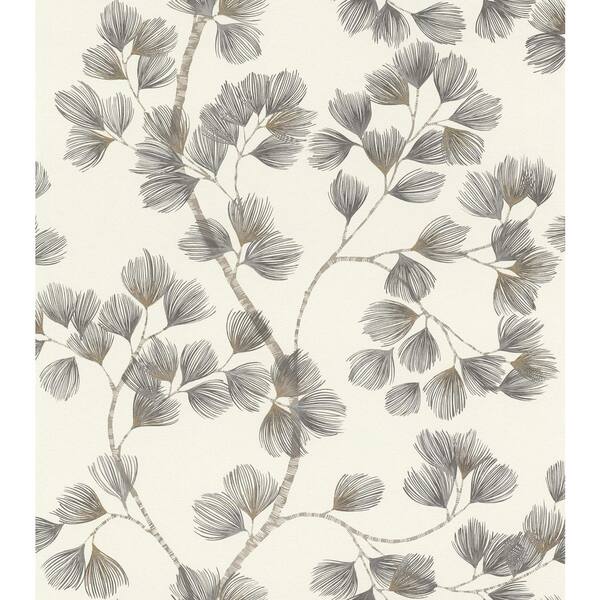Newcomb Grey Trailing Branches Wallpaper Sample