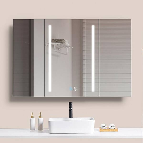 Modland 40 in. W x 30 in. H Medium Rectangular Silver Aluminum Surface Mount Medicine