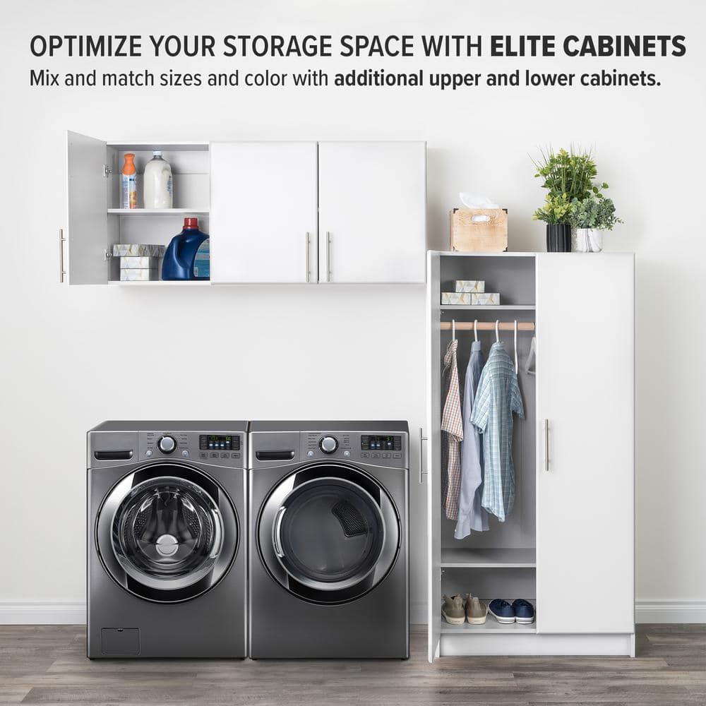 Elite 59'' White 3-Door Adjustable Shelf Bathroom Wall Cabinet