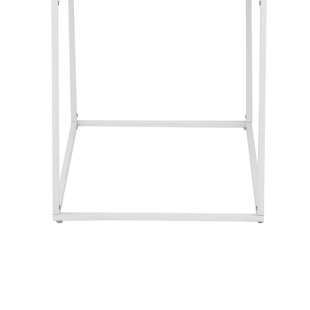 24" White Powder Coated Metal Tray Top End Table