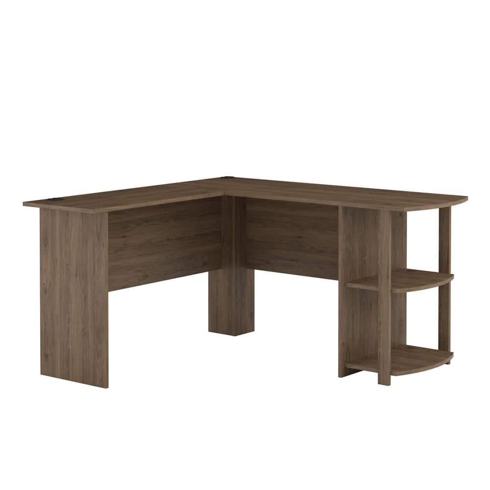 Ameriwood Home Quincy 52 in. L-Shaped Rustic Oak Computer Desk with Shelf -  HD16377