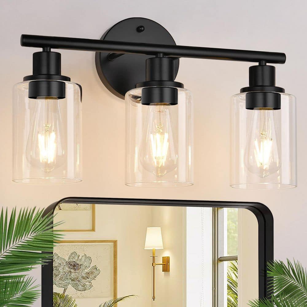 17.23 in. 3-Light Black Vanity Light with Clear Glass Shade price history on PriceWatchPro