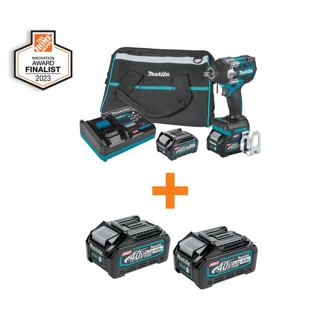 Makita 40V max XGT Brushless Cordless 4-Speed 1/2 in. Impact Wrench Kit, 2.5 Ah w/bonus XGT 4.0Ah Battery and XGT 4.0Ah Battery GWT08D-2BL4040 The  Home Depot