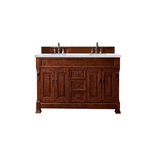 James Martin Vanities Brookfield 72 in. W x 23.5 in. D x 34.3 in. H Bathroom Vanity in Warm Cherry with Ethereal Noctis Quartz Top