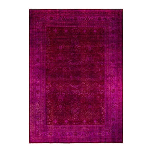 Overdyed Pink 12 ft. x 15 ft. Solid Wool Indoor Area Rug