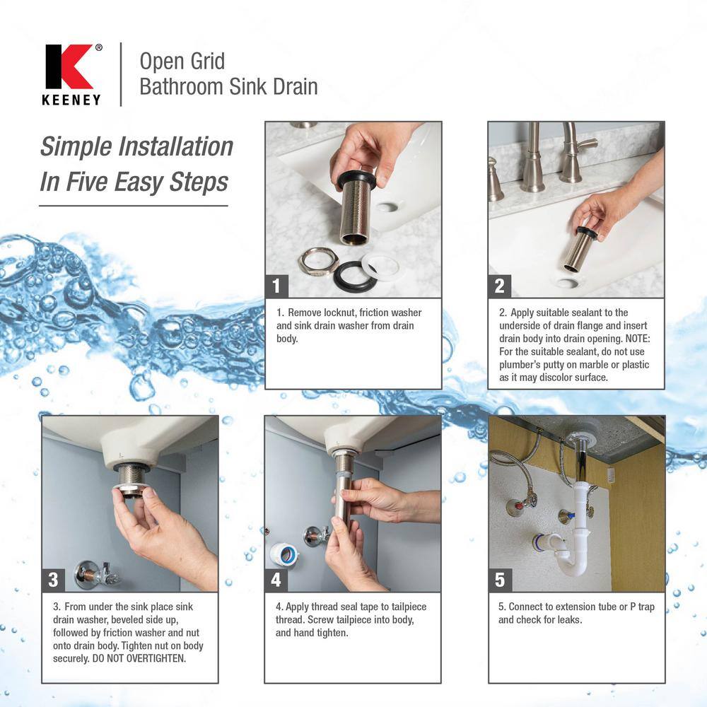 Polished Chrome Universal Grid Bathroom Sink Drain