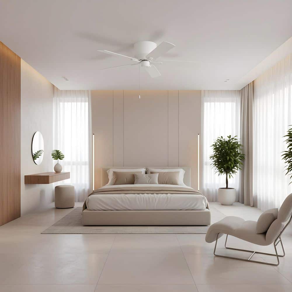 Linden 52 in. Matte White Transitional Flush Mount Standard Ceiling Fan with Matte White Blades and Pull Chain price history on PriceWatchPro