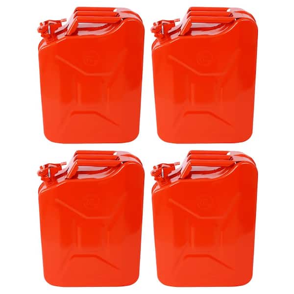 4-Pack 20L(5Gal) Steel  Fuel Cans, Flexible Spout, Red Portable Gas Tanks for Cars, Trucks & Equipment