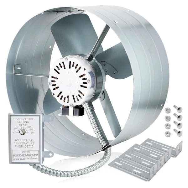 15 in. Gable Vent Exhaust Fan 1650CFM Low Noise Attic Fan with Adjustable Thermostat 14 in. Blade 1075RPM