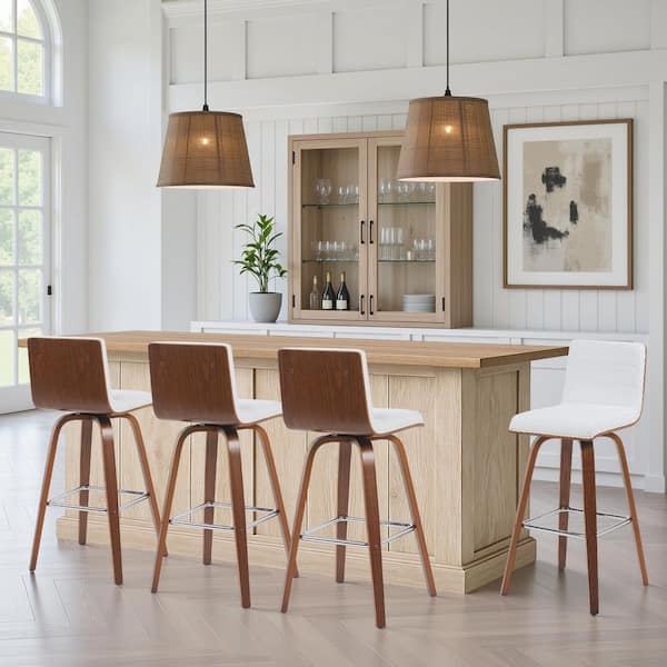 Armen Living Vienna H White Walnut Square Back Wood Bar - Main Image