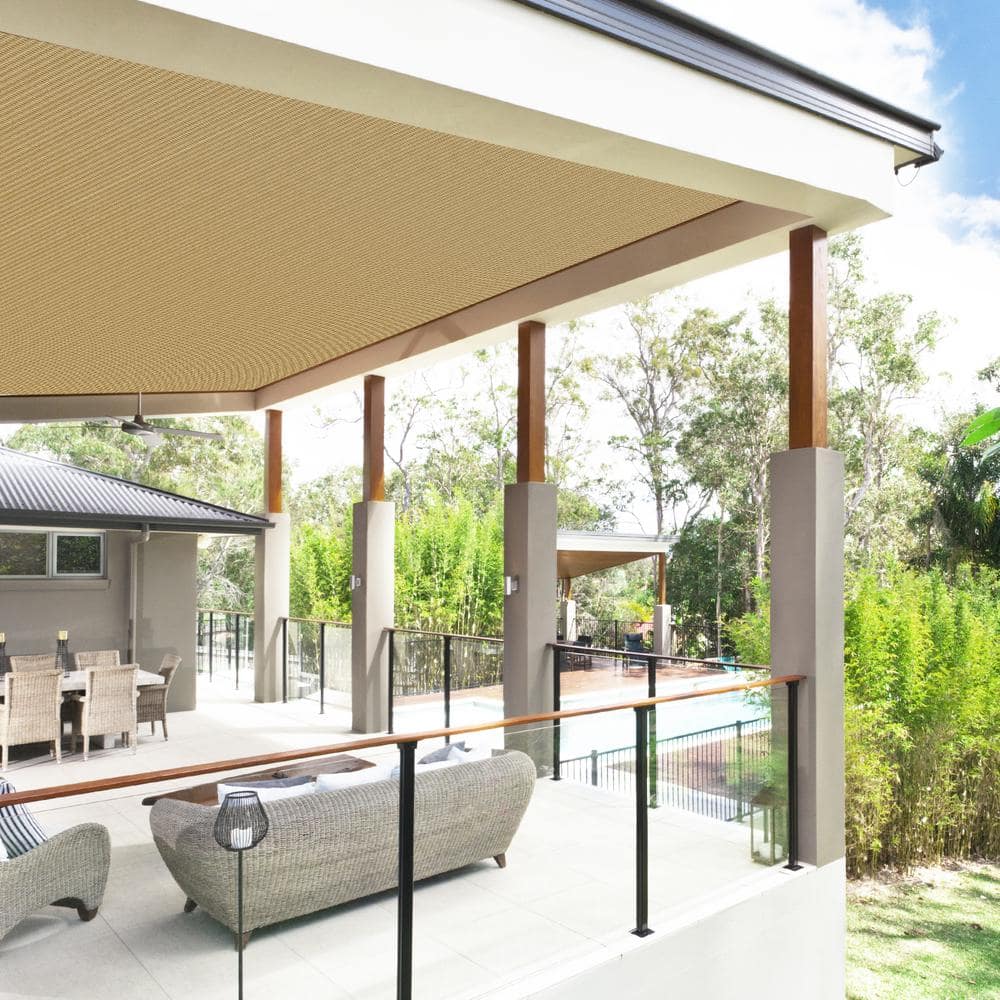 6 ft. x 10 ft. Beige HDPE Patio Sun Shade Cloth