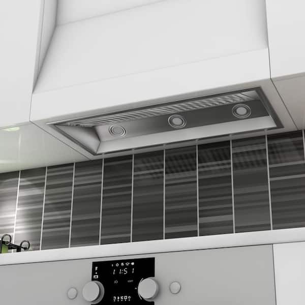 34 in. 700 CFM Ducted Range Hood Insert with Remote Blower in Stainless Steel