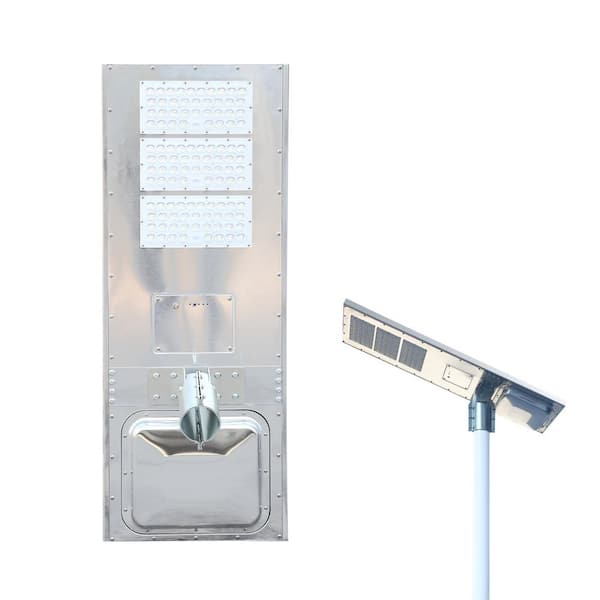 3200 Lumens 350° Solar Powered Outdoor Integrated Led Gray Flood Light with Dusk to Dawn 60-Watt