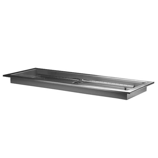 Celestial Fire Glass 30 in. x 10 in. Linear Drop-In Fire Pit Pan with Burner, Stainless Steel, and Beveled Lip