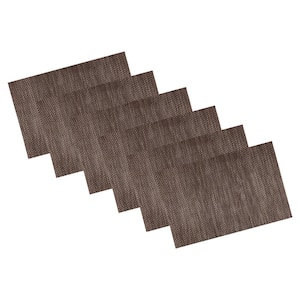 EveryTable 18 in. x 12 in. Transparent Cedar Brown Woven PVC Placemat (Set of 6)