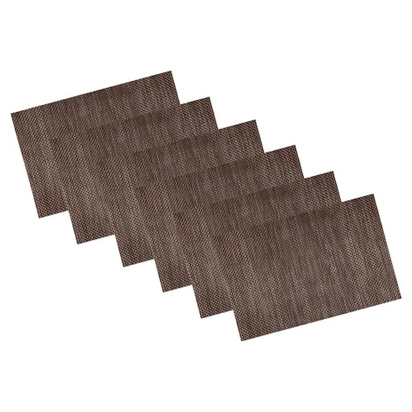 Kraftware EveryTable 18 in. x 12 in. Transparent Cedar Brown Woven PVC Placemat (Set of 6)