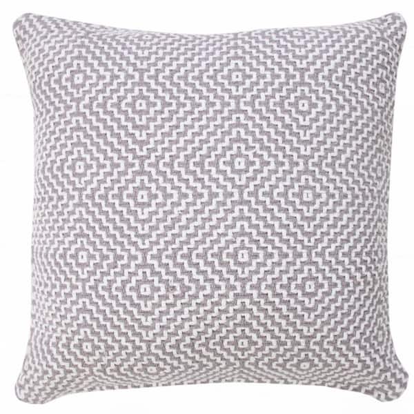HomeRoots Gray, White Geometric Polyester 20 in. x 20 in. Throw Pillow