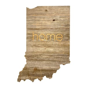 Large Rustic Farmhouse Indiana Home State Reclaimed Wood Wall Art