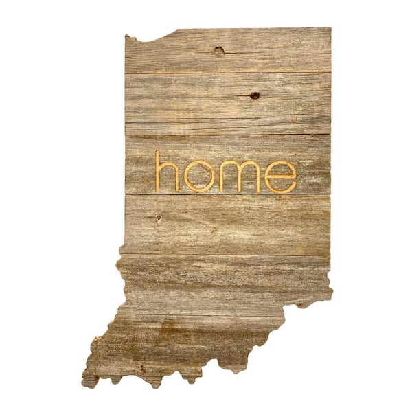 BarnwoodUSA Large Rustic Farmhouse Indiana Home State Reclaimed Wood Wall Art