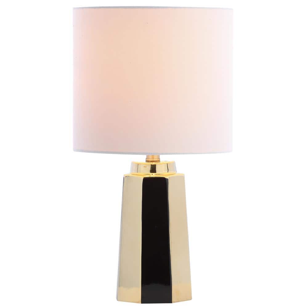 Parlon 17.25" Gold Ceramic Table Lamp with White Shade