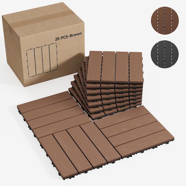 GOGEXX 1 ft. x 1 ft. Interlocking Solid Fir Wood Composite Deck