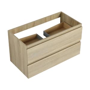 35.19 in. W x 17.94 in. D x 19.69 in. H Floating Bath Vanity Cabinet without Top with 2-Drawers in Light Oak