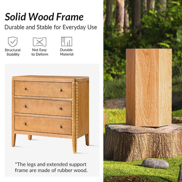 JAYDEN CREATION Anton Oak 3 Drawer 28 in. W Nightstand with