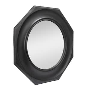 35.5 in. H x 35.5 in. L Octagon Carved Wood Inky Black Framed Wall Mirror
