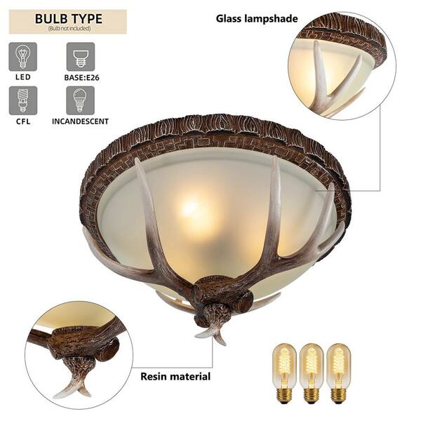 OUKANING 16.5 in. 3-Light Antique Colors Vintage Resin