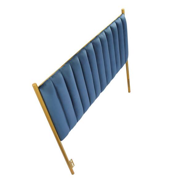 Lumisource Chloe Queen Headboard in Blue Velvet and Gold Metal HB-CHLOE  AUVBU - The Home Depot