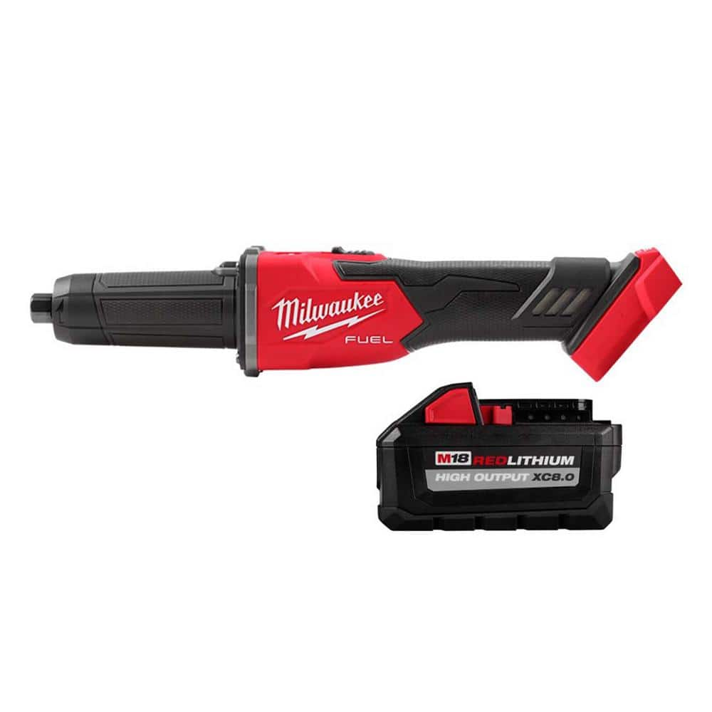 M18 FUEL 18V Lithium-Ion Brushless Cordless 1/4 in. Braking Die Grinder w/HIGH OUTPUT XC 8.0 Ah Battery -  Milwaukee, 2939-20-48