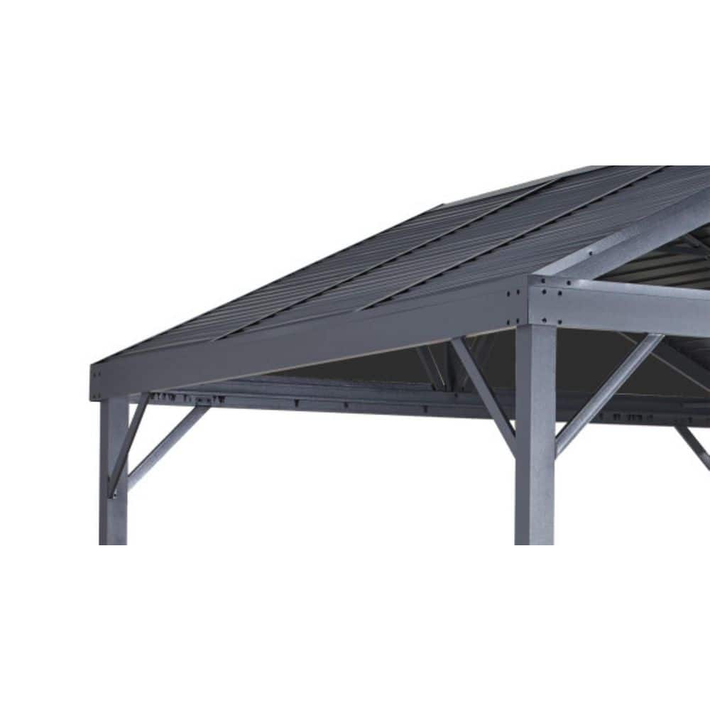 Sanibel II 10 ft x 10 ft Gray Aluminum and Steel Gazebo with Mosquito Netting