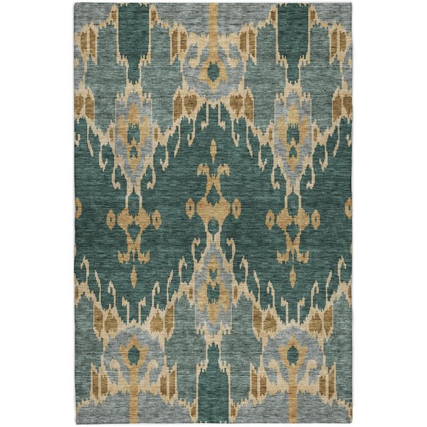 Dream Shag Premium Machine Washable Abstract ADS748 Cactus 9 ft. x 12 ft. Area Rug