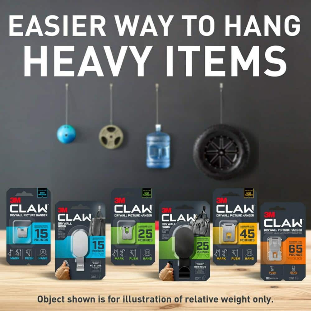3M CLAW 25 lb Hardened Steel Drywall Picture Hanger with Spot Marker