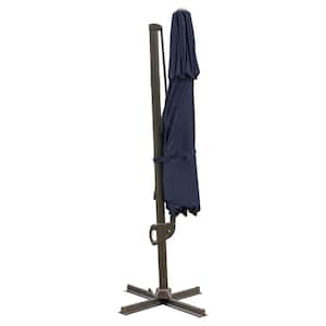11.5 ft. Dark Gray Polyester Round Tilt Cantilever Patio Umbrella with Stand